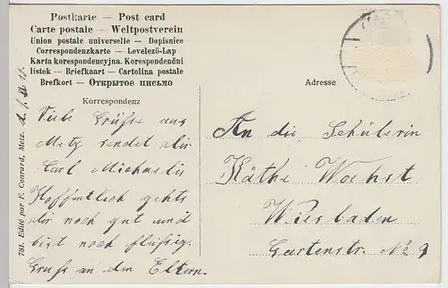 (34178) AK Metz, Paradeplatz mit Fabert-Denkmal, 1910