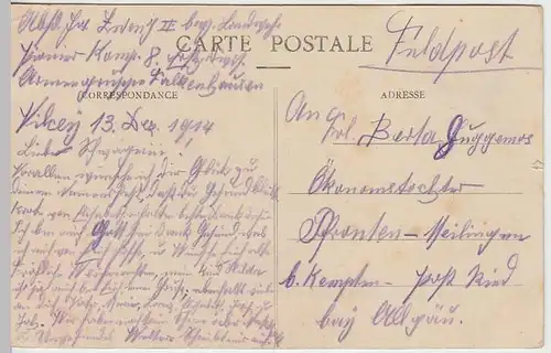 (34174) AK Pagny-sur-Moselle, Avenue de Strasbourg, Feldpost 1914