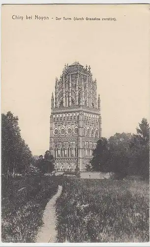 (34166) AK Ciry b. Noyon, Turm, durch Granaten zerstört, 1914-18