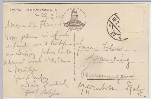 (34160) AK Leipzig, Völkerschlachtdenkmal, 1924