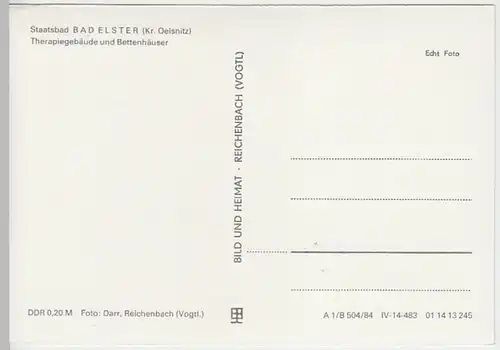 (27121) Foto AK Bad Elster, Therapiegebäude, Bettenhäuser 1984