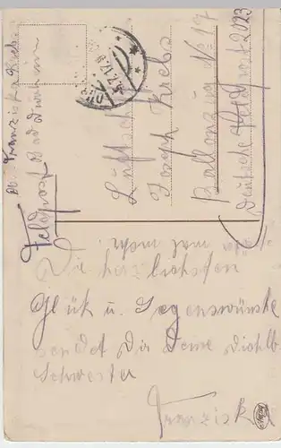 (34145) AK Geburtstag, Junge u. Mädchen m. Schubkarre, Feldpost 1917