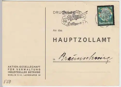 (33880) Postkarte DR 1935 AG f. Verwaltung Industrieller Betriebe, Berlin