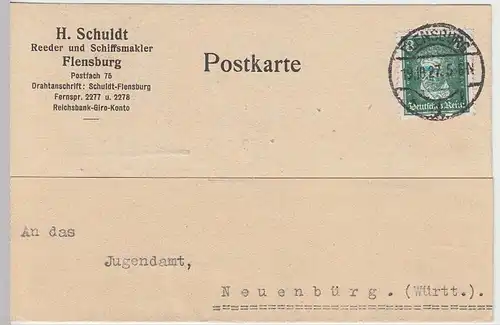 (33838) Postkarte DR 1927 v. Reeder H. Schuldt, Flensburg