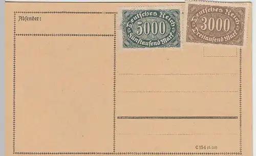 (33831) Postkarte Infla 1923 m. 2 Marken unbenutzt