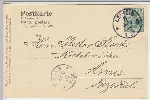 (33817) Postkarte DR 1903 v. Buchhandlung J.C. Hinrichs, Leipzig