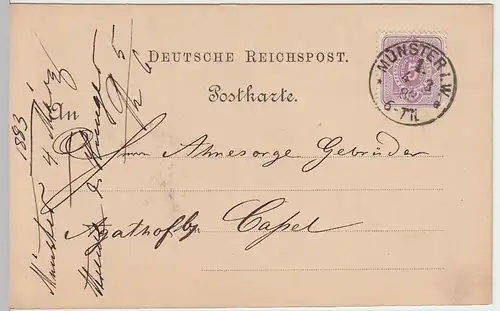 (33813) Postkarte DR 1883 v. Strewe & Hunger, Münster