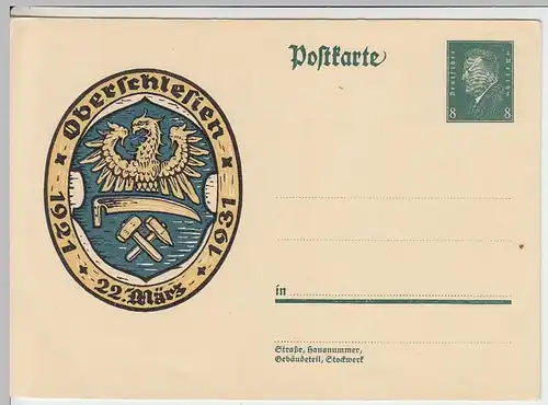 (33764) Motiv-Ganzsache DR Oberschlesien 1931