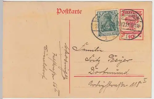 (33751) Ganzsache DR Nationalversammlung Düsseldorf 1919