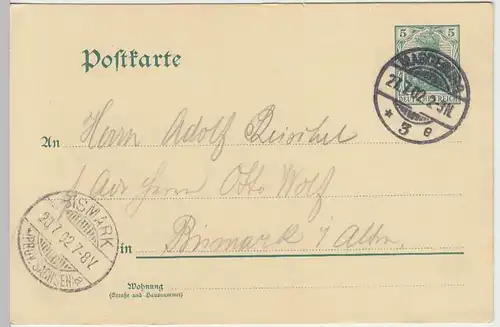 (33741) Ganzsache DR 1902 Magedeburg nach Bismark