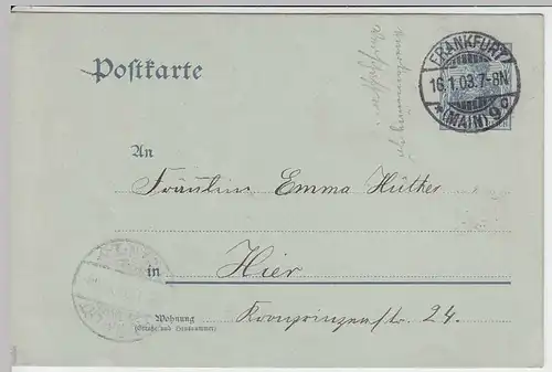 (33729) Ganzsache DR Frankfurt 1903