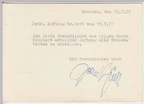 (33693) Postkarte DDR v. Kunstgewerbe Jean Brüll, Dresden 1977