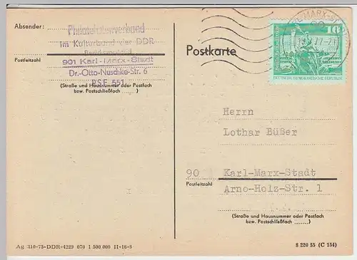 (33691) Postkarte DDR v. Philatelistenverband Karl-Marx-Stadt 1977