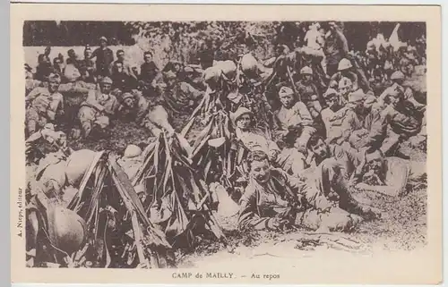 (33907) AK 1.WK, Franz. Armee, Camp de Mailly, Soldaten rasten