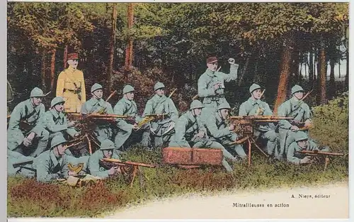 (33904) AK 1.WK, Franz. Armee, Mitrailleuses en action, Masch.-Gewehre
