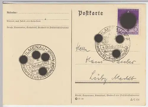 (33685) Postkarte DR SSt Wehrkampftag Ilmenau 1942