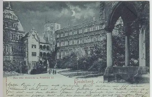 (33684) AK Heidelberg, Schloss, Mondscheinkarte 1897
