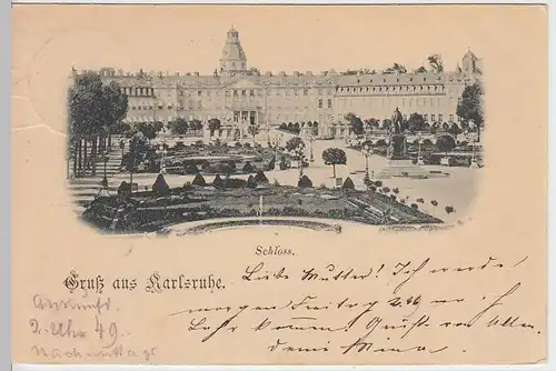 (33678) AK Gruß aus Karlsruhe, Schloss, 1897