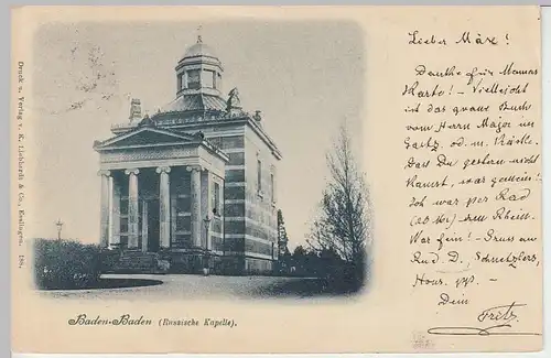 (33673) AK Baden-Baden, Russische Kapelle, 1898