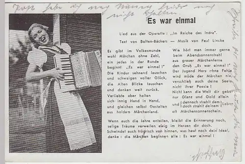 (33648) AK Akkordeonspielerin m. Spruch "Es war einmal", 1941