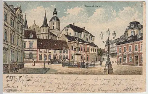 (33639) Künstler AK Meerane, Bismarckplatz, Litho 1896