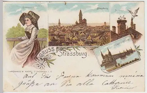 (33633) AK Gruss aus Straßburg, Strasbourg, Litho 1900