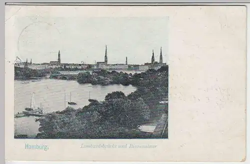 (33601) AK Hamburg, Lombardsbrücke u. Binnenalster, 1905