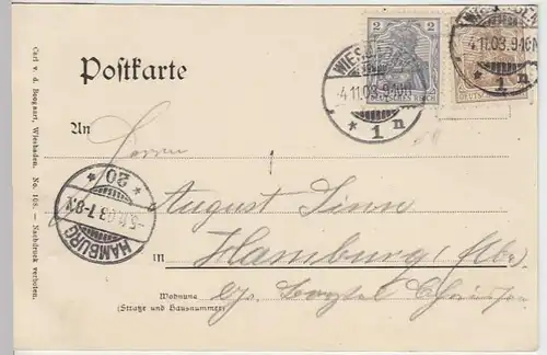 (33557) AK Gruss aus Wiesbaden, Curhaus m. Bowling green, 1903