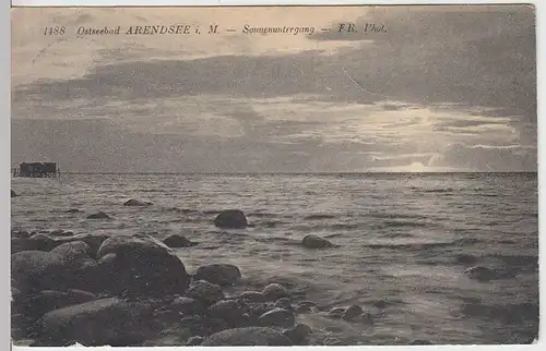(33518) AK Ostseebad Arendsee, Sonnenuntergang, 1910