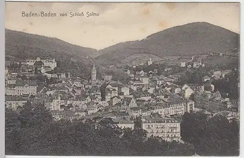 (33512) AK Baden-Baden, Stadtblick vom Schloß Solms, 1906