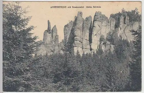 (33369) AK Sächsische Schweiz, Affensteine mit Brosinnadel, vor 1945