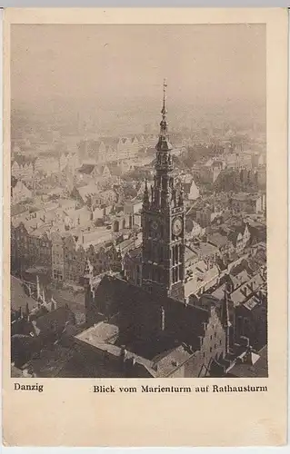 (33334) AK Danzig, Gdansk, Blick v. Marienturm a. Rathausturm, vor 1945