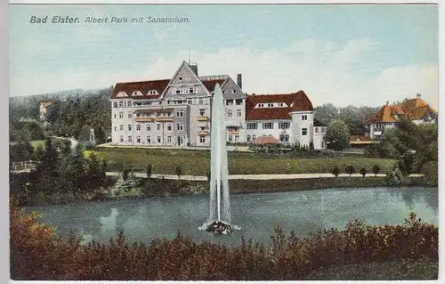 (33329) AK Bad Elster, Albert Park mit Sanatorium, vor 1945