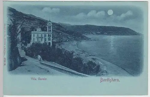 (33057) AK Bordighera, Villa Garnier, Mondscheinkarte, vor 1905