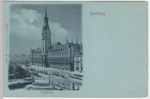 (33050) AK Hamburg, Rathaus, Mondscheinkarte, vor 1905