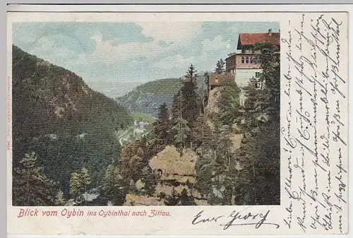 (33028) AK Oybin, Blick ins Oybintal nach Zittau, 1899