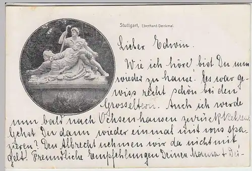 (33021) AK Stuttgart, Eberhard-Denkmal, 1907