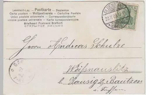 (33001) AK Grußkarte mit Blumen u. Spruch, 1903
