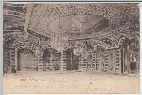 (32749) AK Gruss aus Potsdam, Neues Palais, Muschelsaal, 1900
