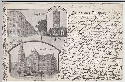 (32743) AK Gruss aus Duisburg, Mehrbild, 1903