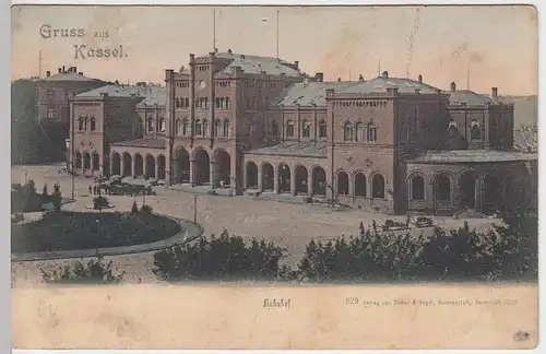 (32739) AK Gruss aus Kassel, Bahnhof, 1900