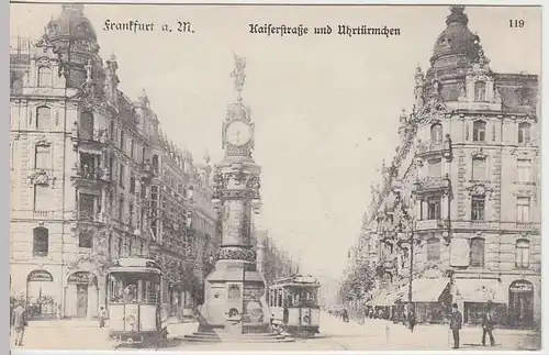 (32658) AK Frankfurt a.M., Kaiserstraße m. Uhrtürmchen, vor 1945