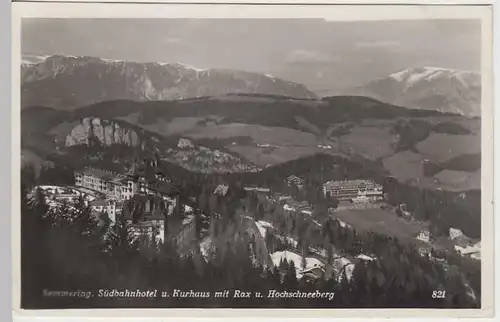 (32606) Foto AK Semmering, Panorama m. Südbahnhotel u. Kurhaus 1941