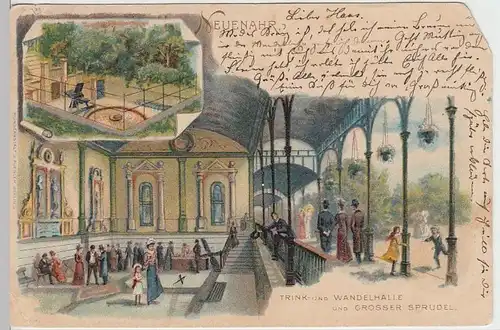 (32524) AK Neuenahr, Trink- u. Wandelhalle, Großer Sprudel, 1903