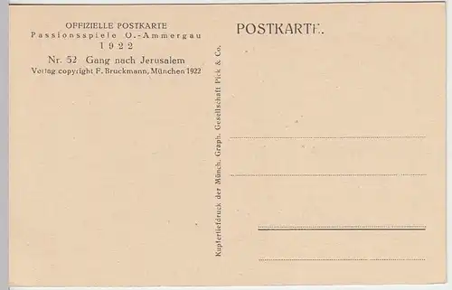 (32417) AK Passionsspiele Oberammergau 1922, Gang nach Jerusalem