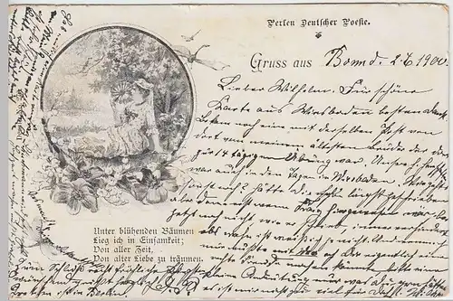 (32350) AK Gruss aus - Perlen deutscher Poesie, 1900