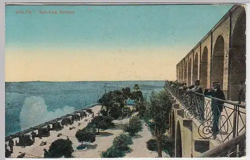 (32336) AK Valletta, Malta, Kanonen "Saluting Battery", vor 1945