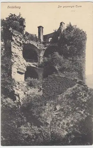 (32245) AK Heidelberg, Der gesprengte Turm, Feldpost 1918