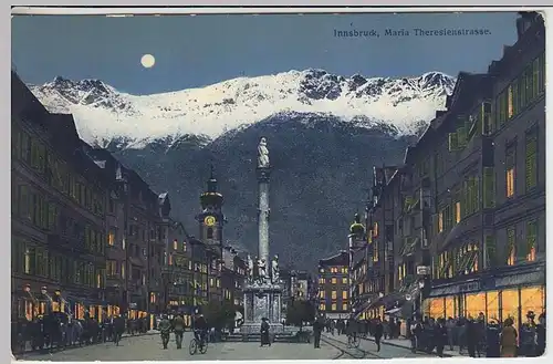 (32199) AK Innsbruck, Maria Theresienstraße bei Nacht, vor 1945