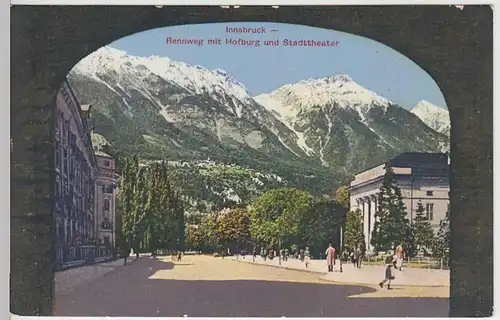 (32189) AK Innsbruck, Rennweg m. Hofburg u. Stadttheater, vor 1945